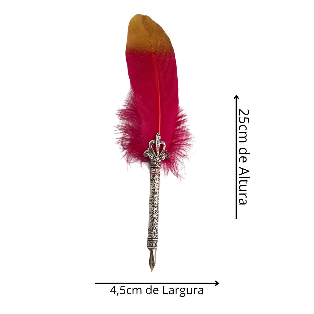 Caneta Tinteiro Simples Com Pena Vermelha e Ponta Dourada Caneta Tinteiro Simples Com Pena Vermelha e Ponta Dourada